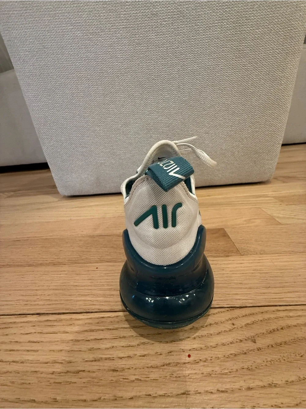Nike Kids Air Max 270 React White Teal Lace-Up Sneakers